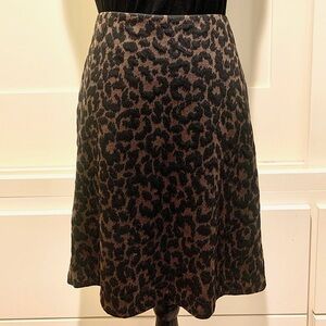 Worthington Leopard Print A-Line Skirt - Black and Brown